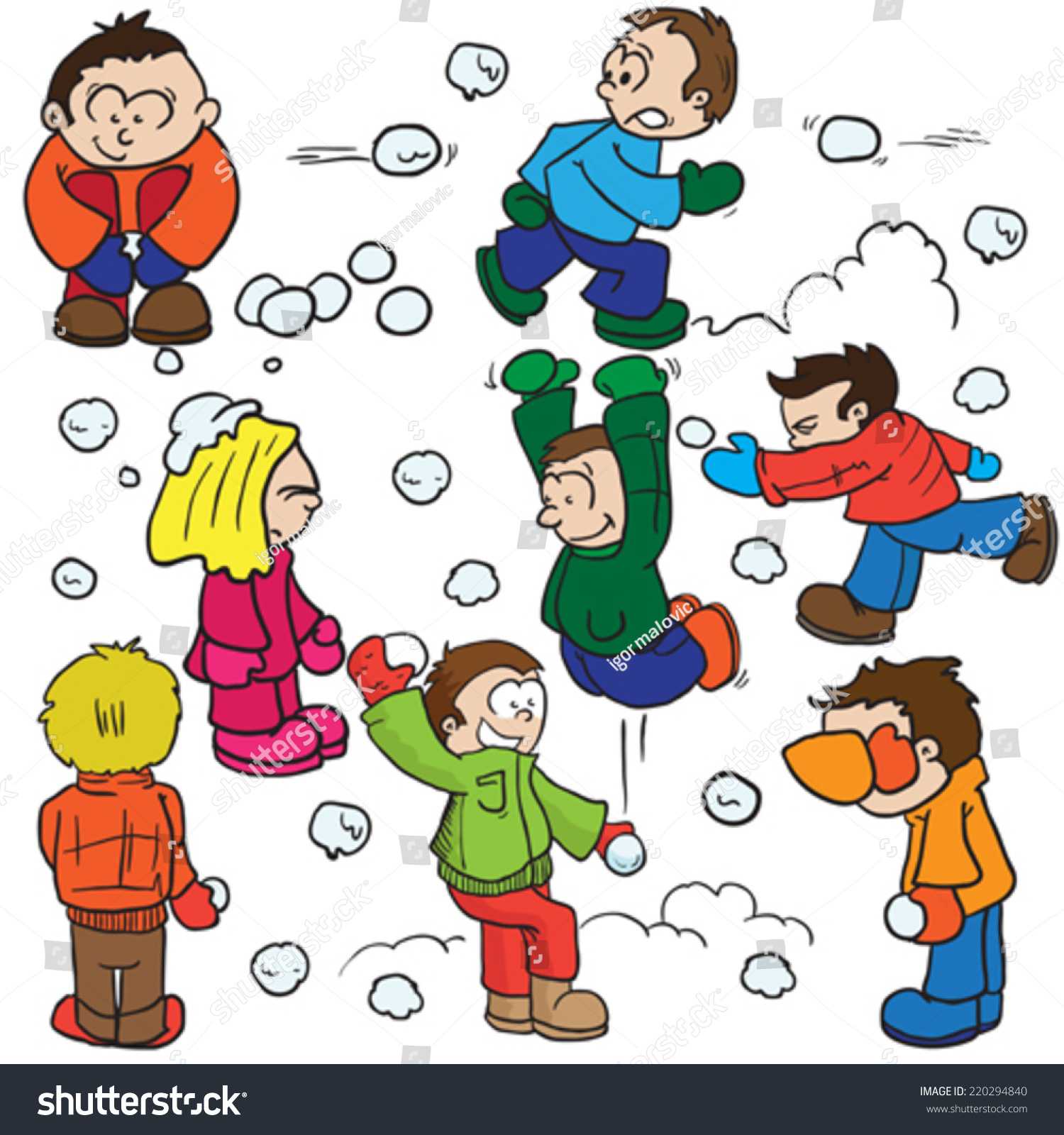 Дети бросаются снежками