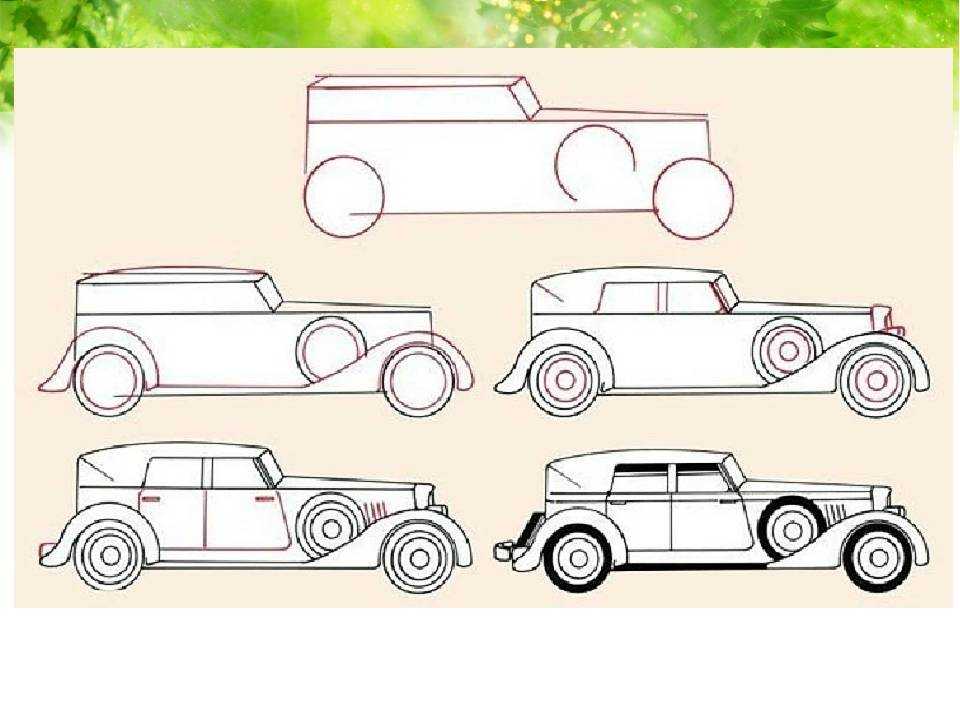 Машину карандашом поэтапно. Автомобиль рисунок. Машины для рисования. Рисунки для срисовки машины. Рисование автомобиля для детей.